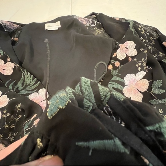 Lovers + Friends Revolve Bodysuit Plunge Neck Sheer Sleeves Embroidered S boho - Picture 12 of 16